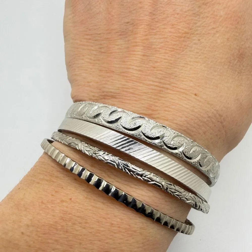 Vintage Monet‎ Silver tone Bangle Bracelet BUNDLE!